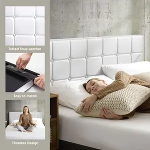 NESTL Padded Button-Tufted Upholstered Headboard Bed Frame, Padded Headboard