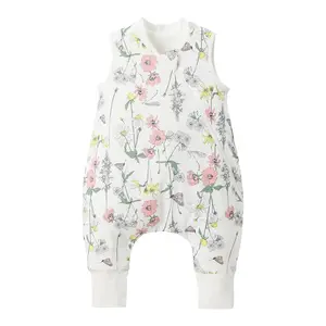 1.5 TOG Toddler Sleep Bag 6-12 Months 100% Cotton Four Season Side Open Zipper Baby Sleep Sack with Feet, Breathable Toddler Wearable Blanket