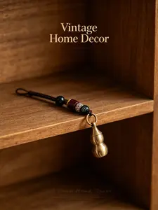 Brass Gourd Keychain, Mini Brass Gourd Charm for Good Luck, Fortune Gourd Charm for Health & Luck, Chinese Style Accessory for Bags & Keys