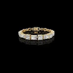 13.44 TCW Shiny Tennis Lab Grown Bracelet Featuring Alternating Radiant and Emerald Cut Diamonds