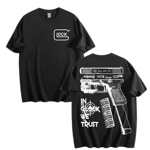 In Glock We Trust Vintage Washed T Shirt 100% Cotton Gun Rights Second Amendment Graphic Tee for Men Women Firearm Lover Casual Summer Top Soft Breathable Streetwear Gift for Shooter Tactical