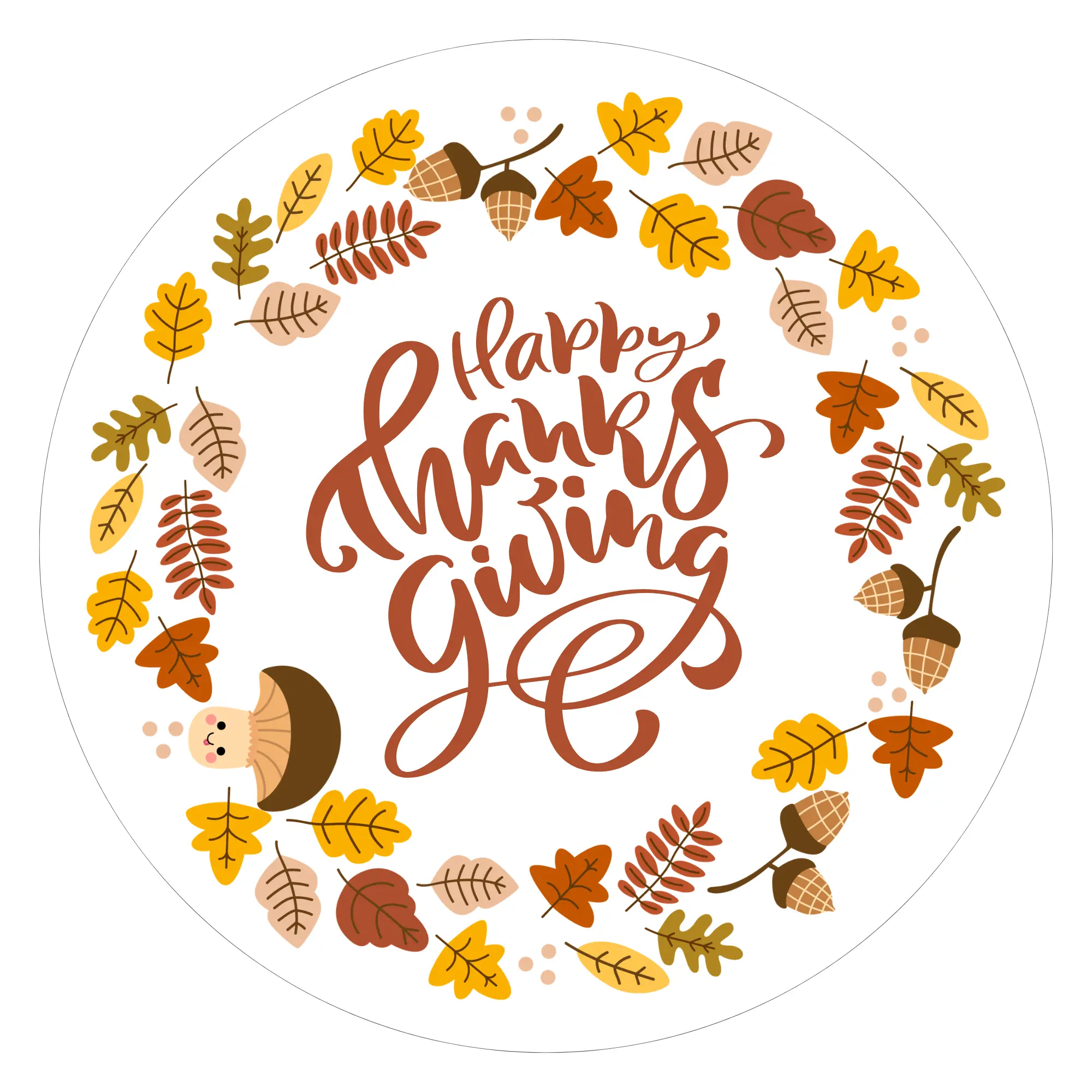 12 Piece Happy Thanksgiving Sticker Sheet, Round Happy Thanksgiving Candy Bag Sticker, Thanksgiving Gift Labels, Treats and Favors Stickers