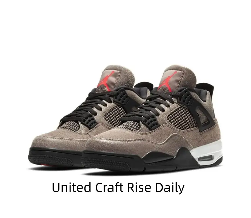 Taupe Suede Mid-Top Sneakers with Black Accents and Air Cushion Sole for Streetwear