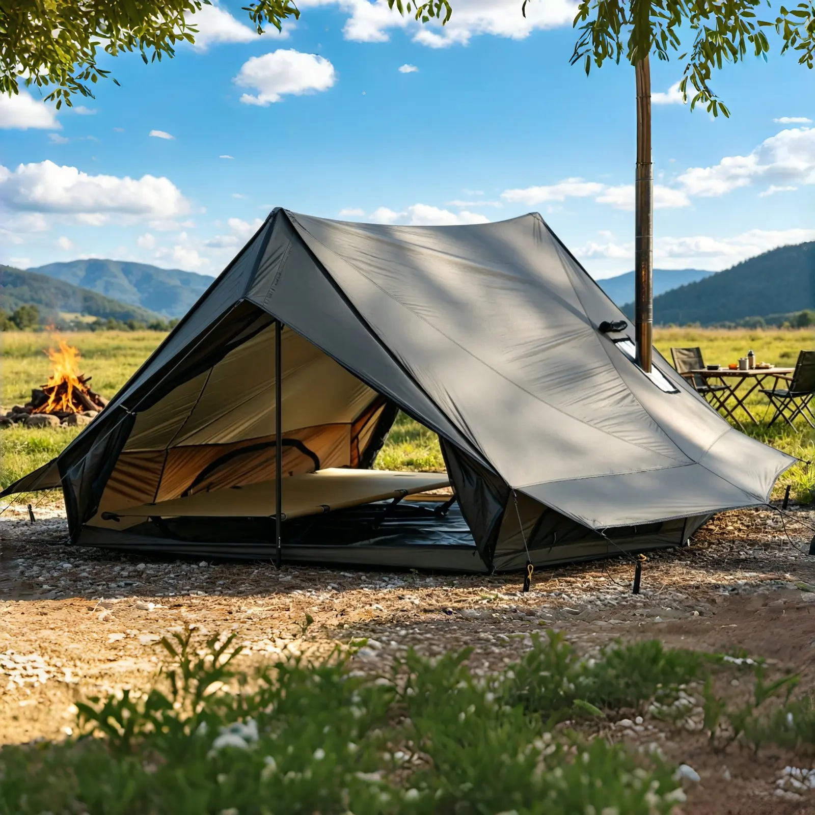 Camping Cabin Style 4 Seasons Hot Tent with Stove Jack for 1-2 Person,PU 3000mm,Lightweight for Camping, Hiking, Hunting & Fishing
