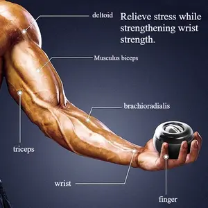 1 automatic wrist and forearm strength training gyro ball - wrist training wrist power device, black without light, durable portable hand stabilizer, used for finger and wrist bone and muscle exercises, enhancing arm strength and gravity challenges