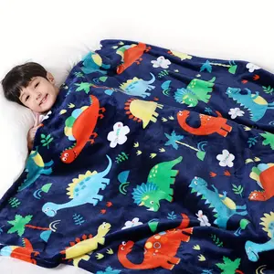 Cozy Dinosaur Fleece Blanket for Youngsters - Soft, Warm, and Lightweight, Perfect for Crib, Stroller, Travel, and Bedding, Machine Washable, All-Season Use, Bedding | Dinosaur Print | Knitted Textur
