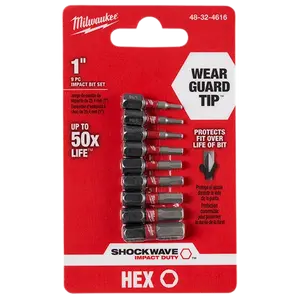 Milwaukee 48-32-4616 9PC SHOCKWAVE Impact Hex Insert Bit Set