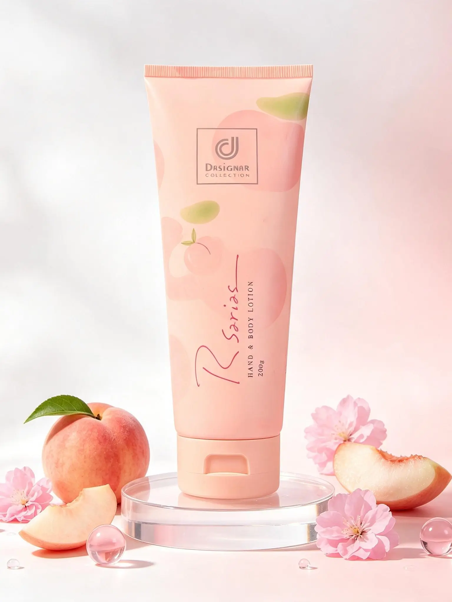 【Rsarias】Juicy Peach Scent Body Lotion, Lightweight Moisturizing Body Cream, Fresh Fruity Fragrance Daily Body Care