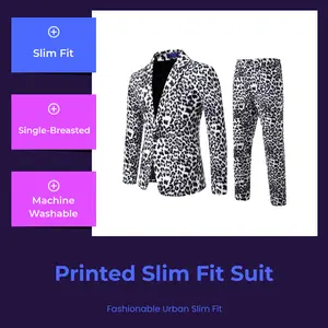 Cross-border European And American Men's New Printed Suit Dress Photo Studio Host Hairstylist Floral Suit Suit Performance Clothing