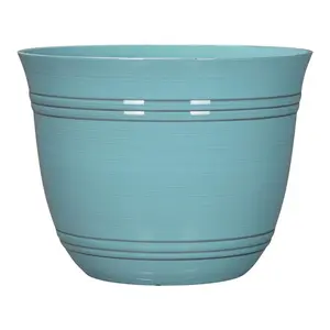L&G  11 x 14.5 x 14.5 x 14.5 in. Polyresin Galileo Planter, Aqua