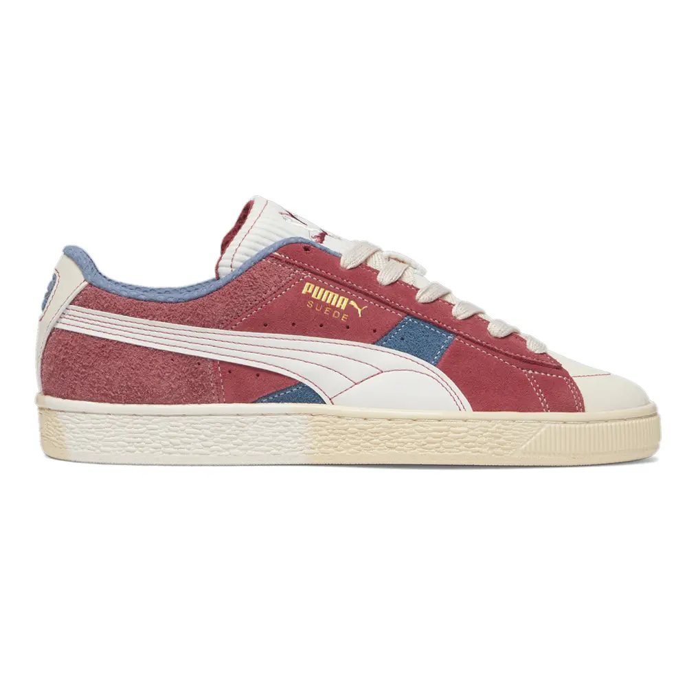PUMA Mens Suede Quilted Nation Lace Up Sneakers Shoes Casual - Red