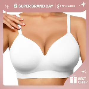 FeelinGirl Wireless Push Up Bra for Women, Seamless Comfort Bralettes No Underwire Supportive Full Coverage Everyday Bras Women Push Up Bra  Comfortable Fabric Casual Womenswear Soft Adjustable Comfy Smooth Halter Neck Super Brand Day #Summervibes