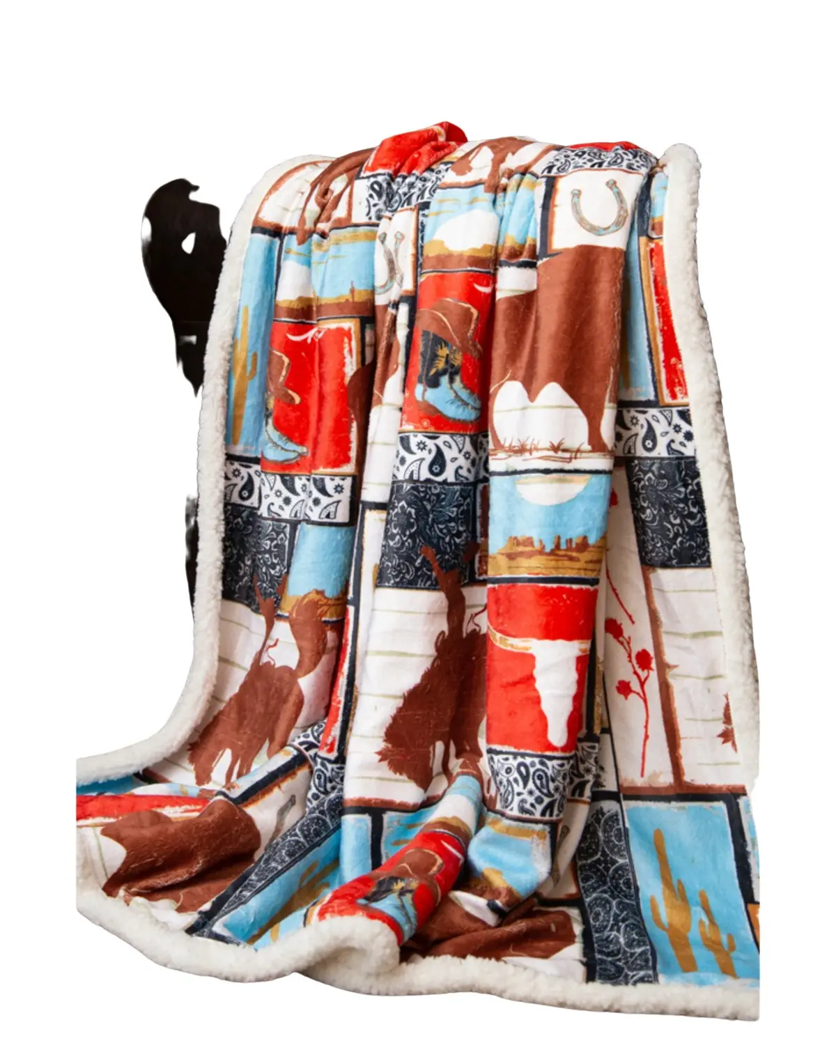 Carstens Home Unisex Wrangler Vintage Western Sherpa Throw Blanket - Jw260