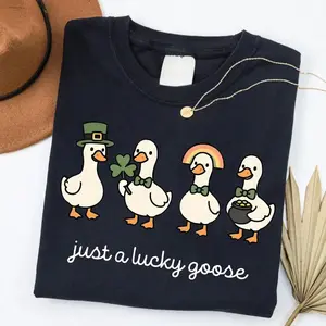 St Patrick's Day Shirt, Irish Gift, Cute St Patrick's Tshirt, Funny St Patrick Goose Tee, Holiday Goose Top, Festive Apparel Unisex Graphic Casual Short Sleeve Crew Neck,Shirt for Men & Women, Gift for Her and Him Unisex T-shirt For Man And Woman, Tshirt,