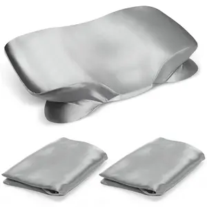 2 Pack Satin Pillowcase for Zelimun Cervical Pillow Contour Pillow Case Cover Smooth & Soft Pillowcase for Sleeping Pillow Gray Pillow Cover with Zipper