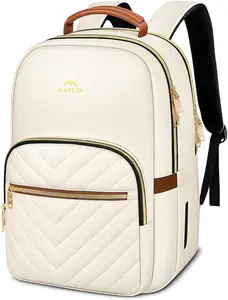 MATEIN Travel Laptop Backpack, Anti Theft Quilted Slim Backpacks for Women with Detachable Keychain Hook, Teacher Doctor Nurse Carry on Bags Purse Fits 15.6 Inch Notebook