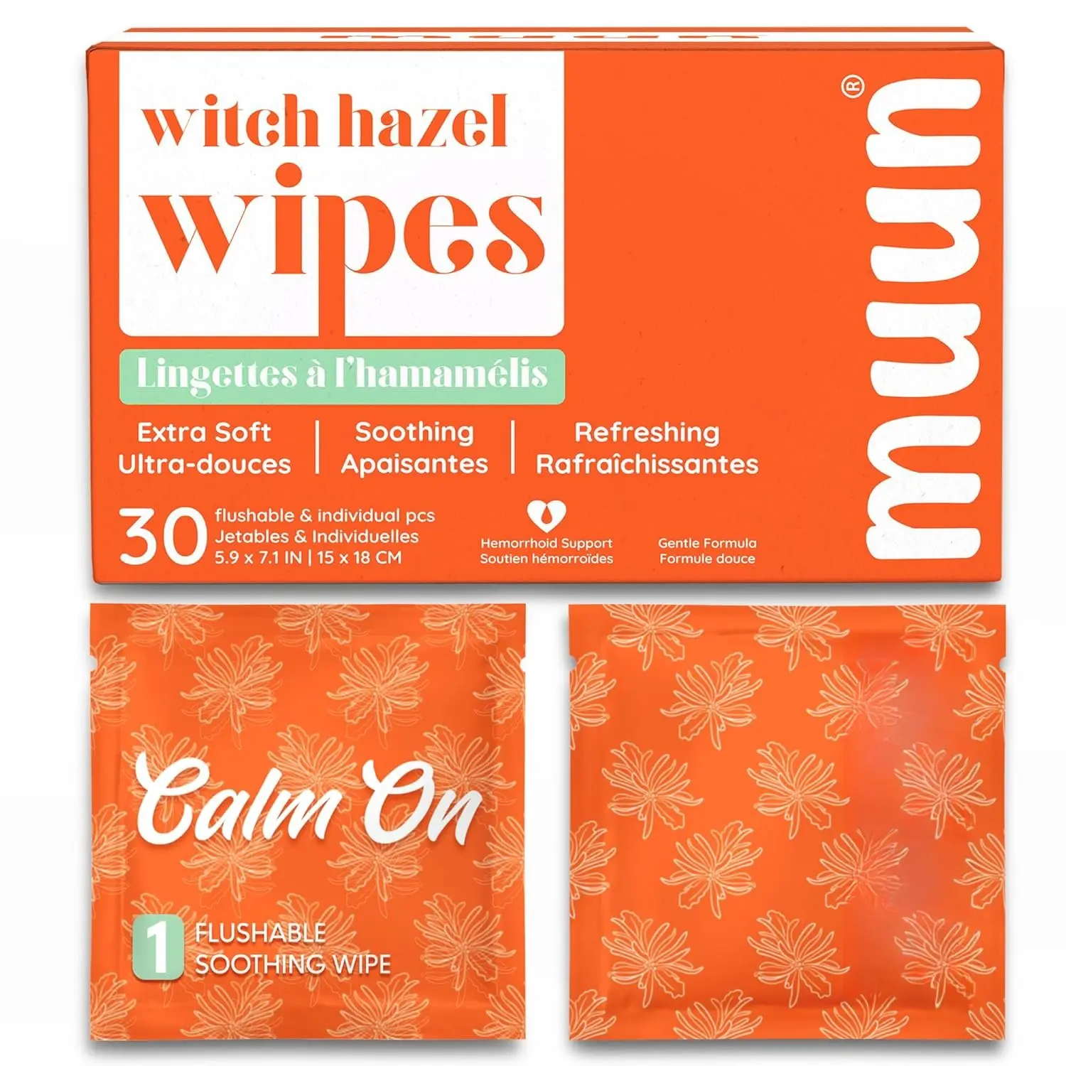 Hazel Wipes (30 Counts) -  Feminine &  Wipes - Postpartums Support - Personal Cleansing Wet Wipes -  Free &  Based - Flushable & Travel Friendly