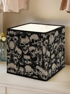 Skull Print Open Storage Box, Stackable Functionality Drawer Organizer, Durable Multi-Functional Design for Home Dorm Room Organization