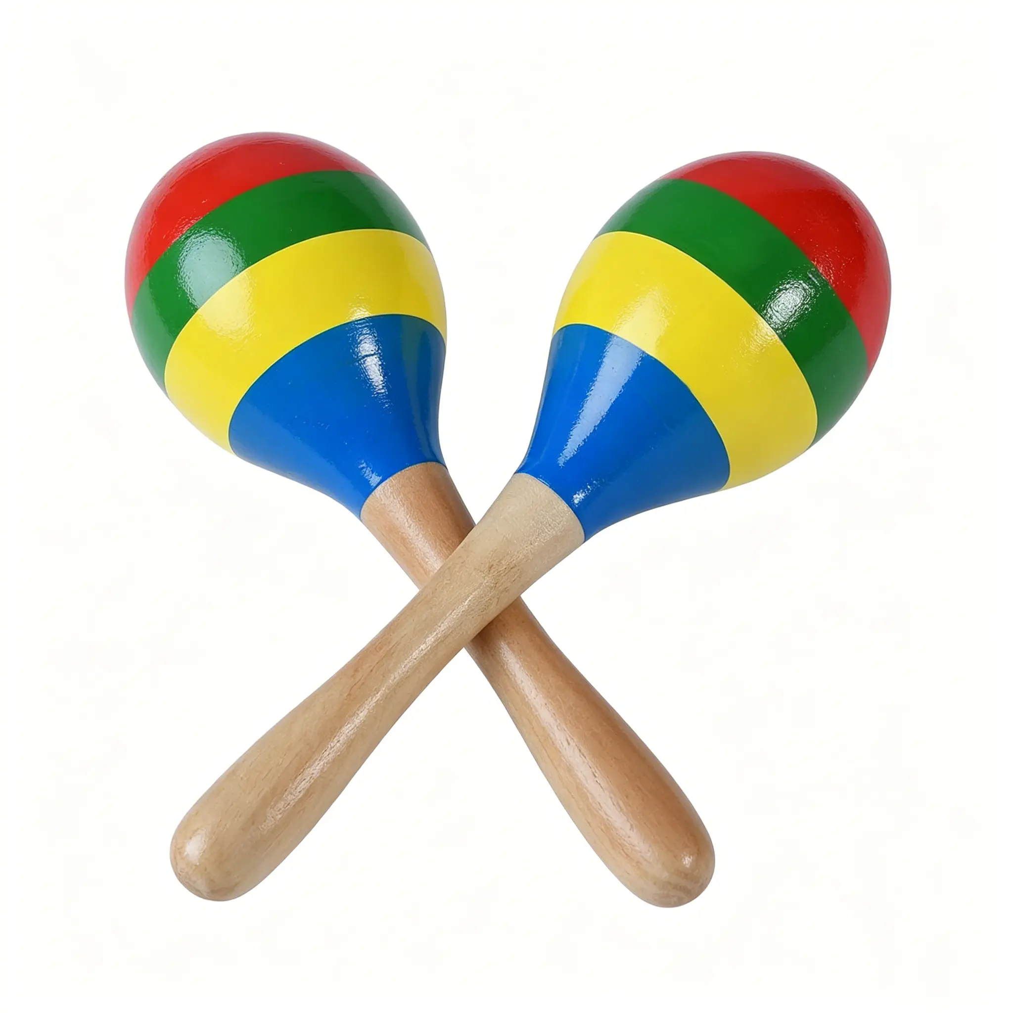 Wooden Maracas Hand Percussion Rattles - 2-Piece Set with Bright Sound, Hand-Painted Rumba Shakers for Kids, Educational Musical Toy