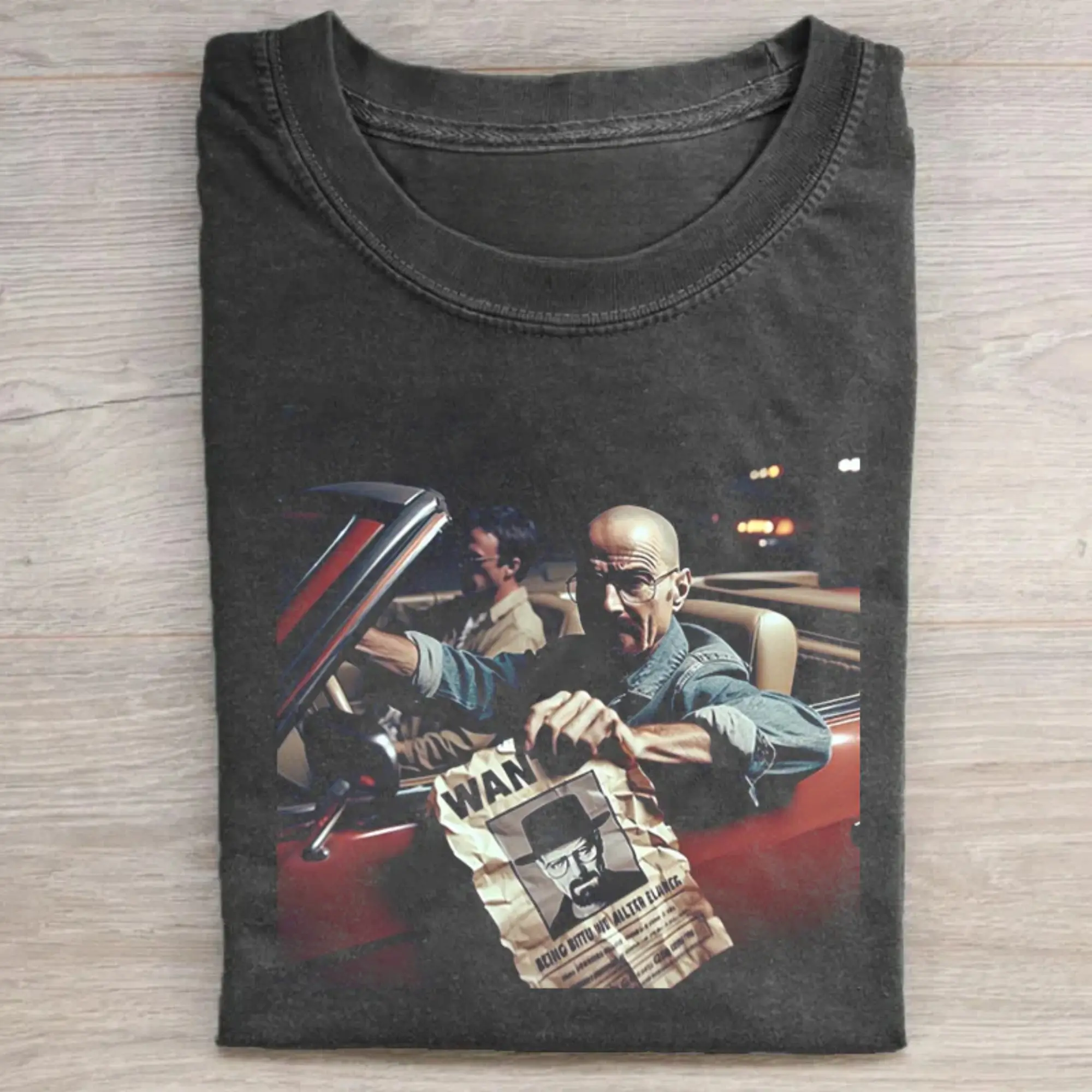 Gildan Men's Fitted Round Neck Short-Sleeve Graphic T-Shirt - Breaking Bad Walter White & Jesse Pinkman Wanted Print, Streetwear Casual Menswear Top, Tshirt