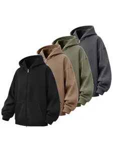 CCCMAI Men's Loose Fit Casual Windproof Zip-Up Hooded Jacket Sweatshirt in Polyester for Daily Commutes, Autumn Winter Outdoor Sports and Travel, Menswear Long Sleeve Coats Plain Tops