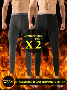 2 Pack Men's Thermal Underwear Soft Comfortable Healthy Men's Long Pants Casual Sports Men's Thermal Pants Fleece-Lined Seamless High-Quality Men's Leggings