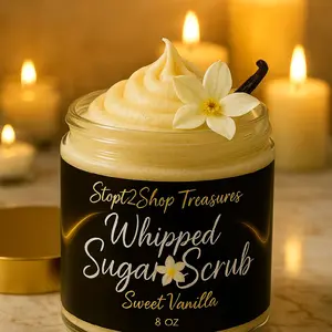 Sweet Vanilla Whipped Foam Soap Sugar Scrub - Moisturizing, Exfoliating, and Glowing Skin!