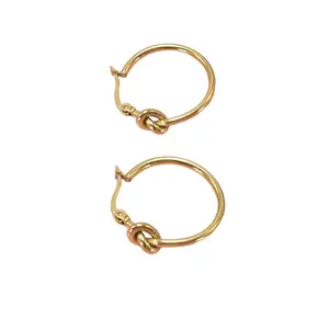 Knotted Gold Hoops 18K Stainless Steel Waterproof Tarnish-Free Earrings for Women Hypoallergenic & Anti-Oxidation Lasting Shine