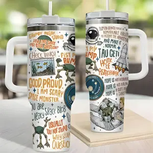 Project Hail Mary Tumbler 40oz With Handle, Rocky Amaze Sci-Fi Book Cup, Andy Weir Fan Gift, Book Lover Travel Mug, Insulated Stainless Steel Mug, Leak-Proof BPA-Free Cup