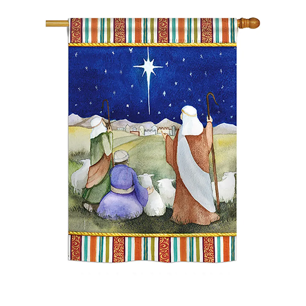 Breeze Decor BD-NT-H-114215-IP-BO-DS02-US 28x40in Vertical Hanging Christmas Banner - Double-Sided, Eco-Friendly Inks, Christmas in Bethlehem Nativity Prints, Readable Both Sides, Festive Home Flag Decoration