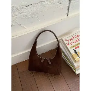 Women's Small Handbag, Elegant Minimalist Handbag, Lightweight Suede Material, Autumn Winter Fashionable Design, Solid Color Versatile Accessory for Daily Use