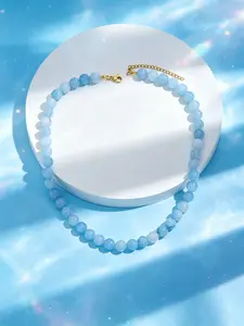 Boho Summer Cool Dopamine Sweet Style Artificial Crystal Beaded Necklace, Elegant Dainty Fashion Necklace Perfect for Daily Wear and Events