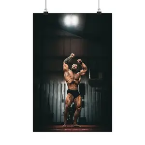 Chris Bumstead Posing Cbum Motivational Dorm Decor Wall Art, Matte Fitness Print, Vertical Gym Poster