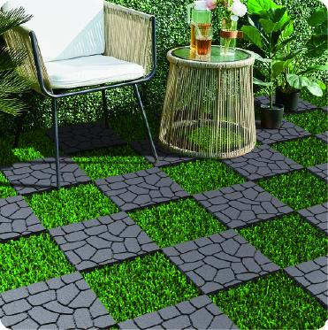 44 Pack 12*12" Interlocking Deck Tiles, DIY for Patio/Poolside/Balcony, Dark Gray,Brown Outdoor Indoor Flooring Non Slip Flooring