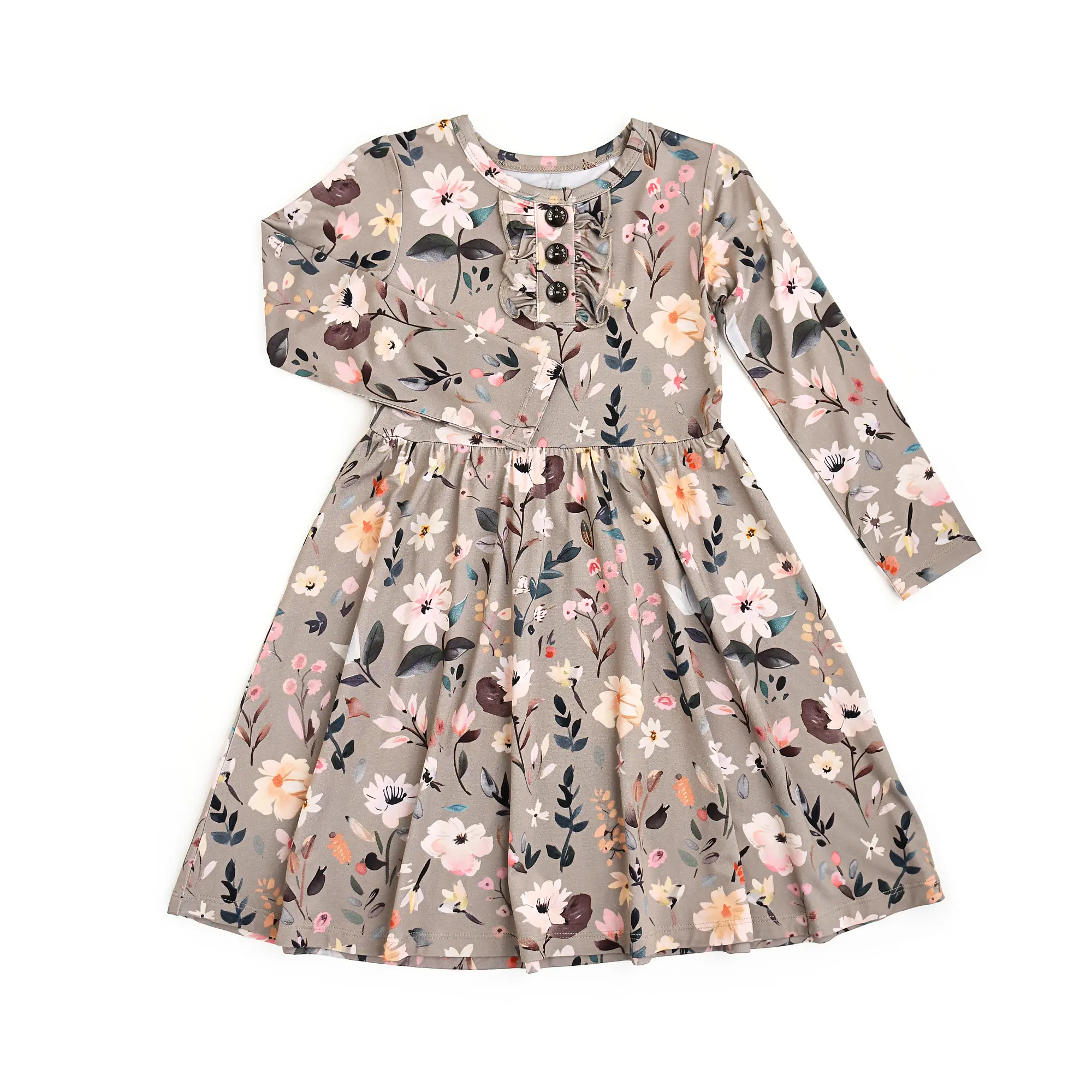Tatum TUTU DRESS for Little Cuties Super Soft & Comfortable Bamboo Viscose Fabric with Ruffle Button Placket True to Size Available in 18-24m 2t 3t 4t 5t 6 7 8