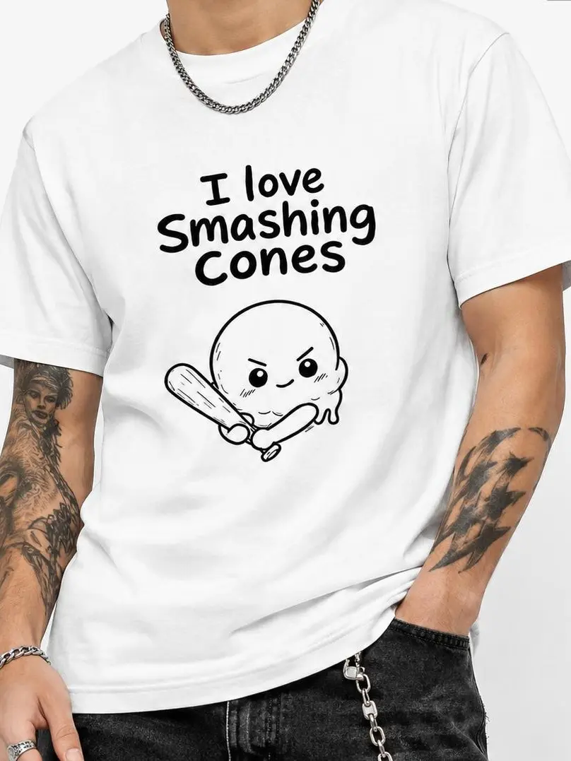 Funny Matching Couple Graphic T-Shirts for Men and Women, I Love Smashing Cones and I’m Cones Ice Cream Humor Tees, Casual Crew Neck Short Sleeve Shirts