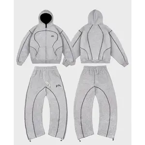 New high street hip hop fashion Y2K men’s clothing set — retro trend casual sportswear with a distinctive pattern design; loose sweatpants streetwear tracksuit athletic activewear tracksuits
