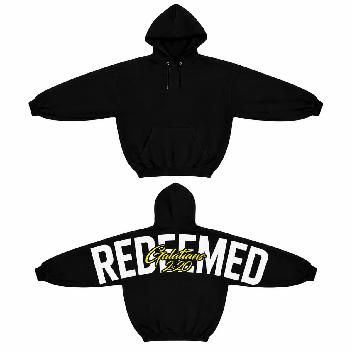 Redeemed Christian Hoodie, Faith-Inspired Fashion Hoodie, Redeemed with Galatians 2:20 Quote for Everyday Wear, Front & Back