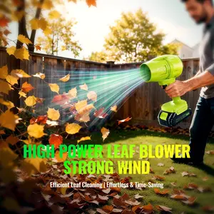 Yunxi 21V Lithium Battery Turbo Jet Blower, Electric Brushless Non‑leaf High Wind Pressure Car Dryer, Household and Outdoor Tool for Snow Removal, Leaf Blowing and Dust Cleaning, Equipped with Battery (Optional) and Charger, Cordless Turbo Leaf Dryer