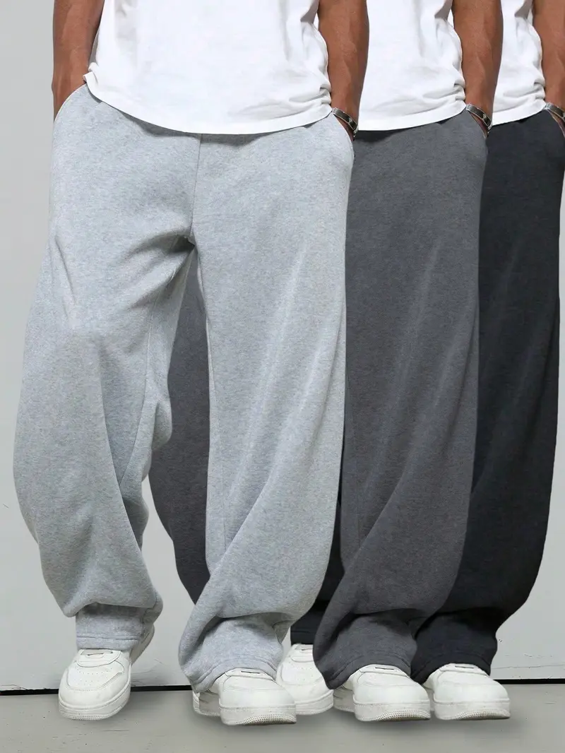 3 Pack Boys' Teen Versatile Simple Trendy Street Fashion Casual Comfortable Breathable Active Outdoor Running Durable Straight Leg Fleece Joggers Spring Summer Autumn Winter Back to School Size 8-16 Y