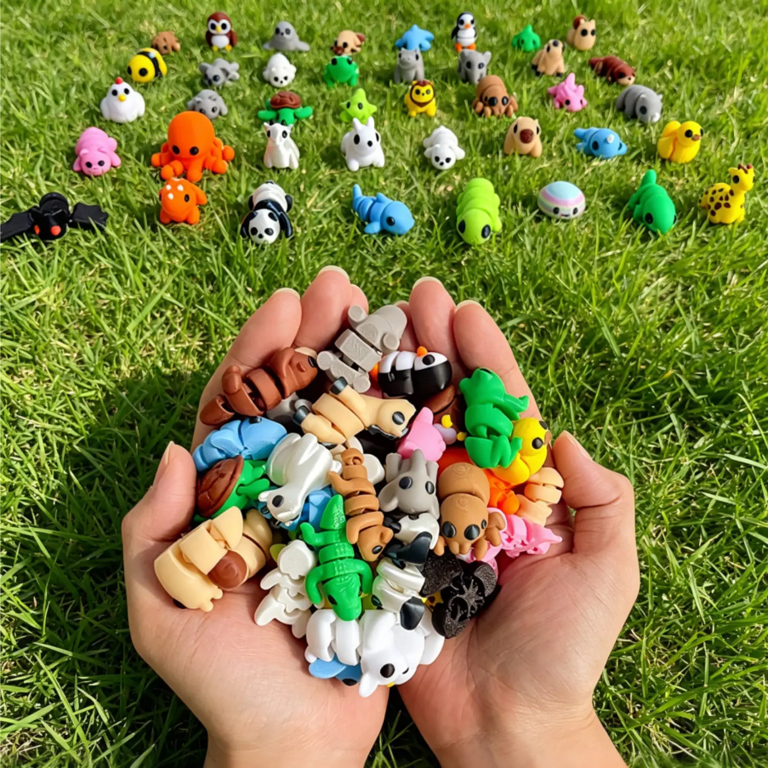 19/33Pcs Mini Colorful Jungle Animal Figurines Set Movable Joint Craft Toys Ideal for Family Game Playset 3D Printed 3D Mini Animal Figurines Creative Family Gifts Perfect for Birthday New Year & All Festivals