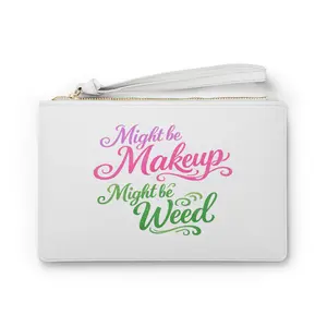 Might Be Makeup Might Be Weed Clutch Bag | Script Typography, Pink & Green
