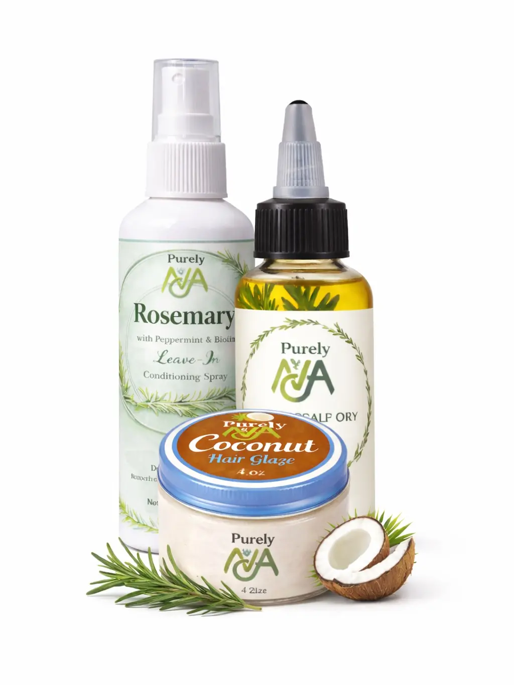 The Rapunzel Glow Trio, Silky Coconut Bundle Set - Massage Oil, Moisturizer, Conditioner