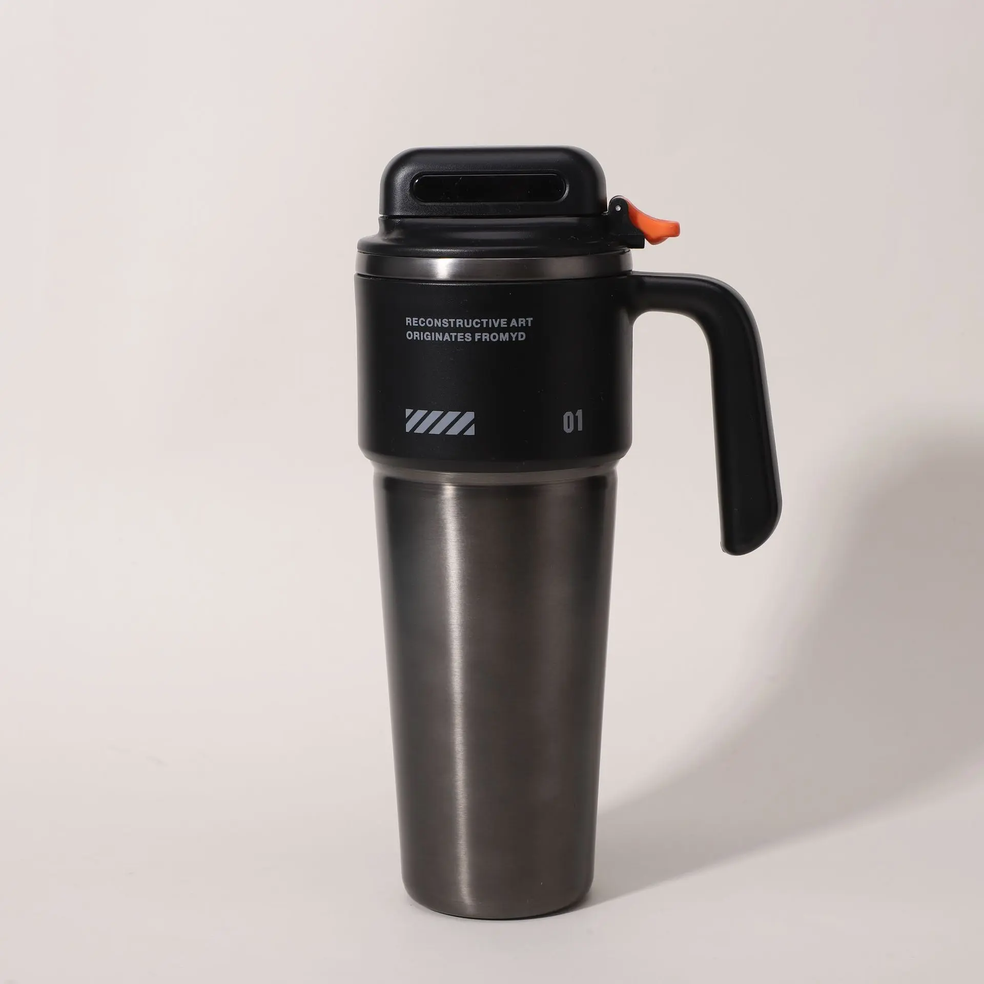 Stainless Steel Insulated Vacuum Flask - 500-1000ML Leak-Proof Flip Lid Travel Mug for Adults, Ergonomic Handle, Hidden Storage, Portable Car Ice Tumbler with Straw