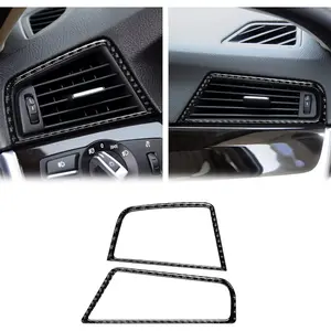 Compatible with Carbon Fiber Center Consoles Air Conditioning Vents Frame Cover Trim Interior for BMW 5 Series F10 F11 F18 520i 525i 528i 530i 535i 2011-2017 (Black 2PCS)