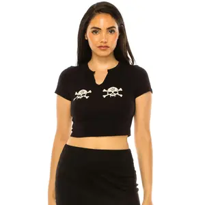 DOUBLE SKULL CROP TOP