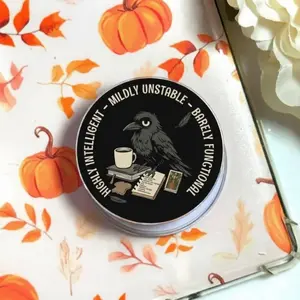 Highly Intelligent Phone Grip – Punk Crow GripTok, Goth Atheist Phone Holder, Anarchist MagSafe Phone Grip, Leftist Magnetic Phone Stand