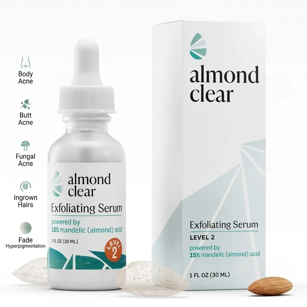 2% Mandelic Acid Body Serum - Acne Treatment for Butt Acne, Folliculitis, Hyperpigmentation, Ingrown Hairs, Safe for Sensitive Skin, Daily Skincare & Skin Repair