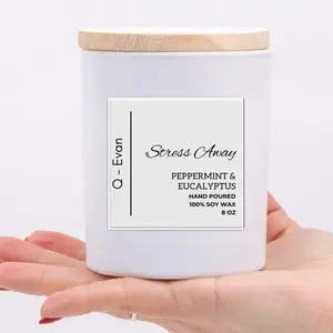 Stress Away - Luxurious 8 oz Candle - PEPPERMINT & EUCALYPTUS