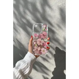 Real Pink Pressed Flower Phone Case Suitable for IPhone17 11 12 13 14 15 16 Pro Max Air Plus